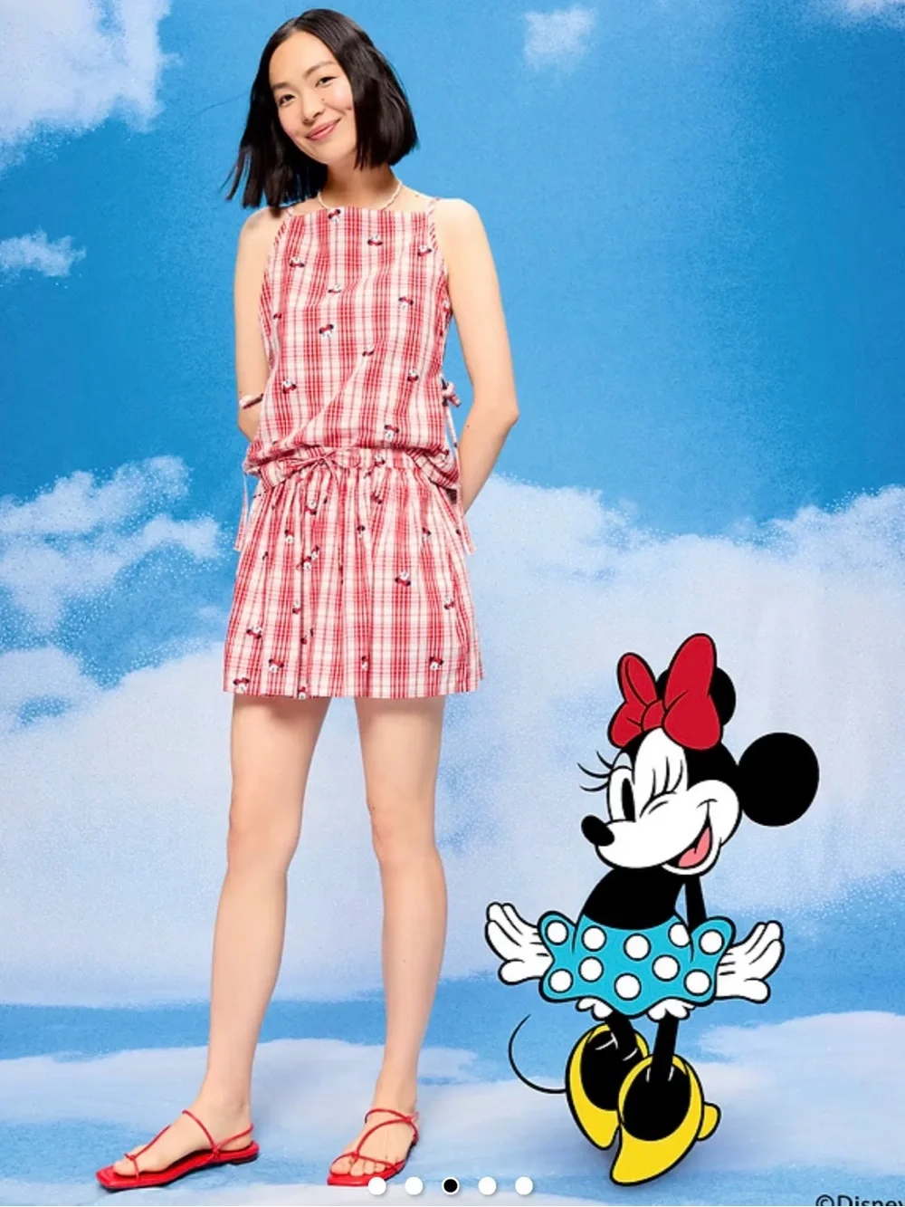 Old Navy x Disney Minnie Mouse Plaid Tank Top & High Waisted Plaid Shorts Set